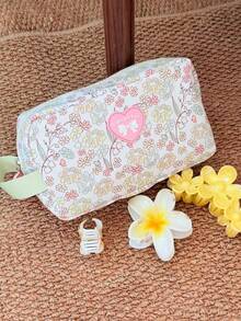Floral Pattern Cosmetic Bag Travel Makeup Pouch Portable & Casual Makeup Bag Large Capacity Travel Toiletry Bag Toiletries Handbag Wash Bag For Women - Multicolor - View 13