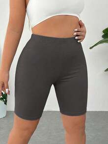 Pantalones Cortos de Compresión de Talla Grande  Negros de Secado Rápido y Refrigeración - Gris Oscuro - Ver 5