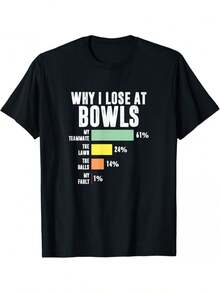 New Funny I Lost At Lawn Bowls T-Shirt - Humorous Lawn Bowls Score Design, Casual Short-Sleeved Crew Neck T-Shirt, Suitable For Lawn Bowls Fans, All-Weather, Unisex, Collectible T-Shirt. Loose And Comfortable. - Back - View 1