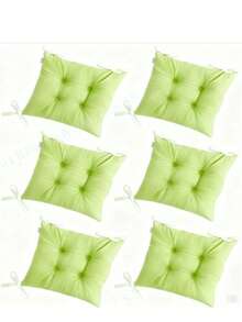 Set Of 6 Puffy Soft Square Chair Cushions – 40x40 Cm İN DER TURKEI - Green - View 3