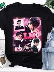105% bomull, kortärmad, avslappnad t-shirt med tryck, bekväm, perfekt, mångsidig, snabbtorkande passform,  Bootleg T-shirt för män - Retro SKZ It Tape & K-Drama tryck, S-Tray Do It Vintage T-shirt, -konsertoutfit, grafisk, ventilerande, stilren utomhusdesign, 3D-sport, Alla hjärtans dag, påsk, farfar, lös kortärmad t-shirt, kortärmad enkelsidigt tryckt, anime-skjorta, mode, avslappnad topp, tillverkad av ren bomull, bekväm och ventilerande, unisex t-shirt. - Svart - Visa 7