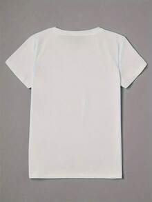Camiseta de Mujer con Estampado de Labios y Diamantes Rosados Brillantes - Top Casual de Manga Corta y Cuello Redondo, Semitransparente, Lavable a Máquina, Camiseta de Moda para Todas las Temporadas, Camiseta de Mujer, Estampado de Labios, Textura Semitransparente - Negro - Ver 3