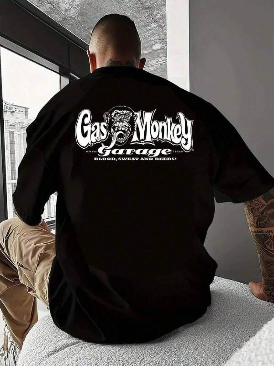 100% Algodón Premium 180g .¡Oferta Especial!Playera.Camiseta única Gas Monkey Garage estilo y2k con diseño impresionante de logo que refleja pasión por la velocidad y el arte del motor perfecta para los amantes de la cultura automovilística y el estilo urbano ideal para destacar en cualquier ocasión Camiseta Streetwear Unisex Ideal para Conciertos y Regalo - Negro - Ver 1