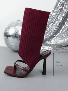 Women's Elegant Strap Commuter High Heel Sandals - Burgundy - View 3