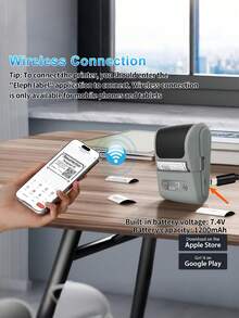 Portable Thermal Label Printer, Wireless Thermal Label Printer, Mini Barcode Printer, Sticker Printer, Compatible With Smartphone Apps (IOS/Android), Supports Smartphone Printing, Built-In Rechargeable Battery And USB Port - Suitable For Home, Office, Classroom Organization, Retail, Jewelry Labels, Receipts, QR/1D/2D Barcode Printing, DIY Stickers (No Ink Required). - Multicolor - View 3