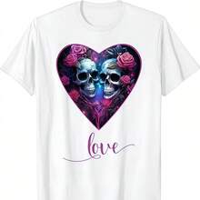 Cráneos góticos Amor para San Valentín Amor Roca para Hombres Mujeres Camiseta - Blanco - Ver 1