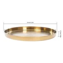 Gold Round Serving Trays Set Of 6,201 Stainless Steel Polished Brushed Finish,Raised Rolled Edge Flat Base Design,Stackable Dishwasher Secure Multipurpose Tray For Food Jewelry Cosmetic Home Bar Decor - View 5