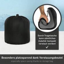 Nackenkissen – Ein ergonomisches Reisekissen mit verstellbarem Band, das Nacken und Kopf stützt. Inklusive weicher Schlafmaske. Ideal für Nickerchen oder lange Autofahrten, ob im Flugzeug, Zug, zu Hause oder im Büro. - Schwarz - Übersicht 3