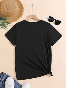 SY251112 (51) Women's Graphic T-Shirts, V-Neck Style, Lightweight For Spring, Summer And Autumn - Women's Everyday Fashion Clothing In Standard Sizes B9 - 黑色 - 查看 3