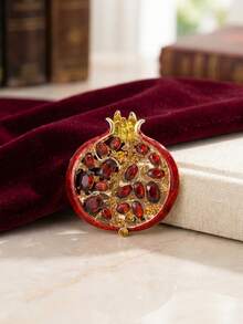 Luxury Rhinestone Pomegranate Brooches - Fruit Pins For Women Unisex Casual Party Jewelry Accessories / Friends Gifts Badges Decoration - Pomegranate - View 22