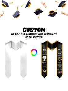 Custom Graduation Sash With Dean's List, School Logo, Photo, Personalized Name & Major, 2026 Honors Graduation With Gold Trim, Multi-Color Graduation Shawl As A Keepsake Gift - Multicolor - View 3