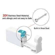 1/2/3/4PCS Nose Piercing Gun Built-In White Diamond Nose Studs Self Nose Piercing Kit Nose Piercing Gun Kit - White - View 5