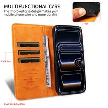 Business Style PU Leather Flip Phone Case, Shockproof Anti-Fall Wallet Cover With Stand Function For Galaxy S8/S9/S10/S20/S21/S22/S23/S24/S25/S26/Plus/FE/Ultra/Note 10/Note 20 - Orange - View 3