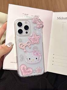 SANRIO 1 chiếc ốp lưng điện thoại thời trang mới bằng nhựa epoxy họa tiết chấm bi 3D hình trái tim và nơ Hello Kitty, tương thích với iPhone 17 17Pro 17ProMax 16 16Pro 16ProMax 15 15Pro 15ProMax, chống sốc, hình hoạt hình dễ thương, chất liệu TPU, món quà hoàn hảo cho bạn gái, bạn thân. - Nhiều màu - Xem 3