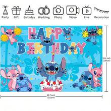 Décoration d'arrière-plan de bannière pour fête d'anniversaire sur le thème de Stitch, fournitures de décoration pour fête de douche sur le thème de dessin animé, tapisserie murale de chambre, accessoires pour photobooth - Multicolore - Voir 13