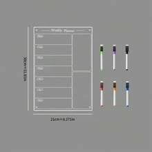 3 Colors Available Acrylic Refrigerator Magnetic Weekly Planner Board, Erasable Schedule Memo Planning Chart, Home Kitchen Office Transparent Message Board, Back To School - Multicolor - View 8
