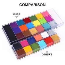 20 Colors Oil Based Face Paint Palette, Large Deep Pan Professional Body Painting Kit With Brushes Sponges For Halloween Cosplay SFX Stage Makeup - Sets - View 3
