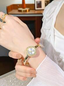 1 chiếc đồng hồ đeo tay nữ cao cấp đính đá lấp lánh hình bầu dục, mặt số La Mã, thích hợp cho các buổi gặp gỡ xã giao, tiệc tùng, đeo hàng ngày, quà tặng ngày lễ. - kiểu6 - Xem 3