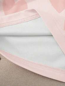 Camiseta regular de mujer, efecto de mezclilla con contraste de color y estampado de perrito de mezclilla - Rosa 2 - Ver 3