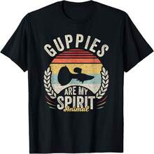 Vintage Retro Guppies Are My Spirit Animal Guppy Lover T-Shirt - 黑色 - 查看 1