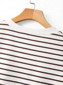 Nueva camiseta de mujer de manga corta con cuello en V a rayas - Multicolor 2 - Ver 3