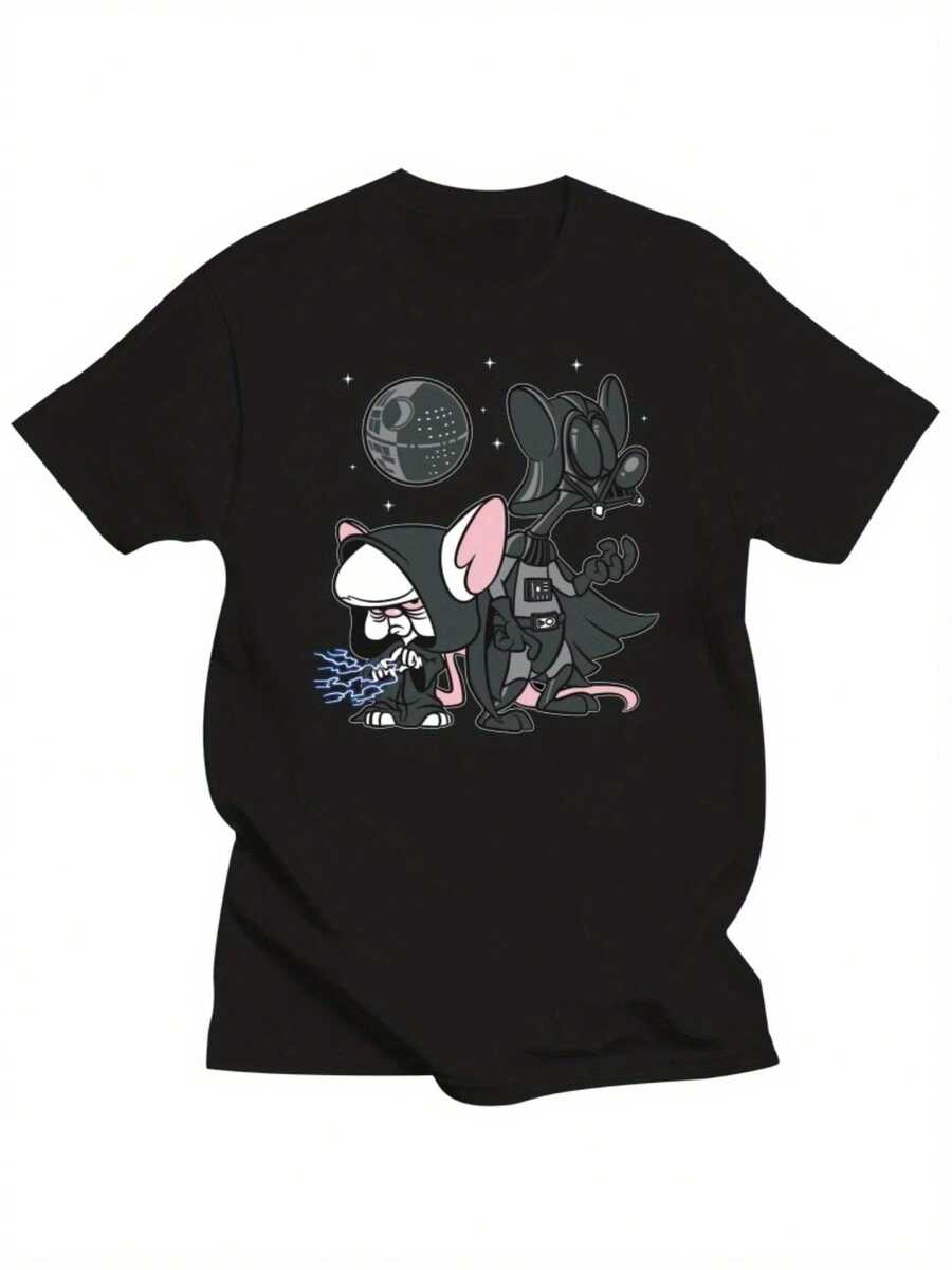 Men's Plus Size T-Shirt With Black Crew Neck Design Inspired By - 黑色 - 查看 1