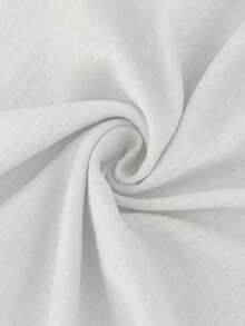 Vestido casual de talla grande para mujer con cinturón de unicolor - Blanco - Ver 5