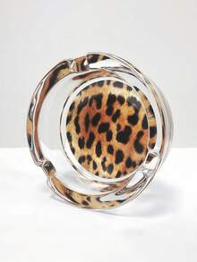 3.34-Inch Round Creative Fashionable Leopard Print Glass Ashtray, Home Decor, Bar/Hotel Accessory, Holiday Gift For Friends - Leopard Print - View 5