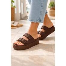 Moleca Women's Ultra Light And Adjustable Sandal 5577.100 Cloud Slide With Buckle - Màu nâu Sô-cô-la - Xem 2