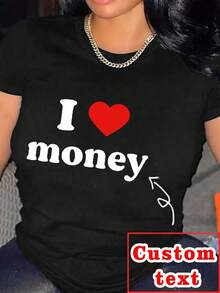 Personalized Mexican Women's T-Shirt - Add Your Own Text/Image (Slogan/Saying/Favorite Phrase/Internet Meme) To Design Your Personalized T-Shirt, Perfect As A Gift For Girlfriend/Wife, Valentine's Day, Thanksgiving, Christmas, Anniversary, Birthday, Wedding, Best Friend, Ornamental, Friend, Elegant, Fashion, Hipster, Minimalist, Casual Style, Summer, Chic Urban Casual Style Cotton T-Shirt Fashion Summer - 黑色 - 查看 3