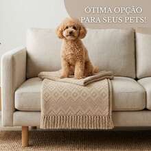 Premium Oasis Double Sofa Throw With Fringe And Super Comfortable Geometric Texture - 2.40x1.80m - Sand - View 4