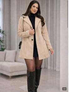 Women's Medium-Warm Wool Blazer/Overcoat For Winter - Elegant - 淺米色 - 查看 2