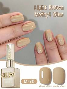1Pc 15ML New Oatmeal-Colored Nail Gel Polish For Autumn And Winter Fashion – LED Glossy Finish Nails. Salon Female Nail Art Tools, Stylish Solid-Color Nail Gel, Salon Pure-Color Art. - màu nâu - Xem 9