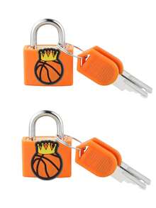 Basketball Patterns Luggage Locks, Small Suitcase Padlock Locks With Keys, Strong Copper Lock Core With Plastic Shell (For Effortless Lock Matching),Small And Sturdy, Luggage Locks , Mini Padlocks For Suitcases, Metal Keyed Lock For Travel Bags - Multicolor - View 12