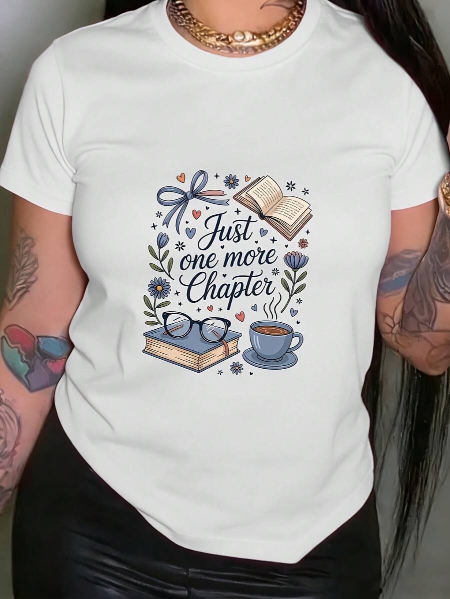 Camiseta unisex de manga corta, para mujerUnoMásCapítuloCon temática de librosCamiseta-CortoMangaTripulaciónCuelloInformalSuperiorconMinimalistaLecturaNo-Compatible con blusaCamisaAdecuadoparaVerano,PrimaveraInformalVestimenta&Superposición de capasMáquinaLavablePlayeras de ropahombre, , , Dazymujer,romwehombres, bohochic,maestrasregalos,camisetaparaconjuntos de mujercon curvasparamu,y2k, - Blanco - Ver 1
