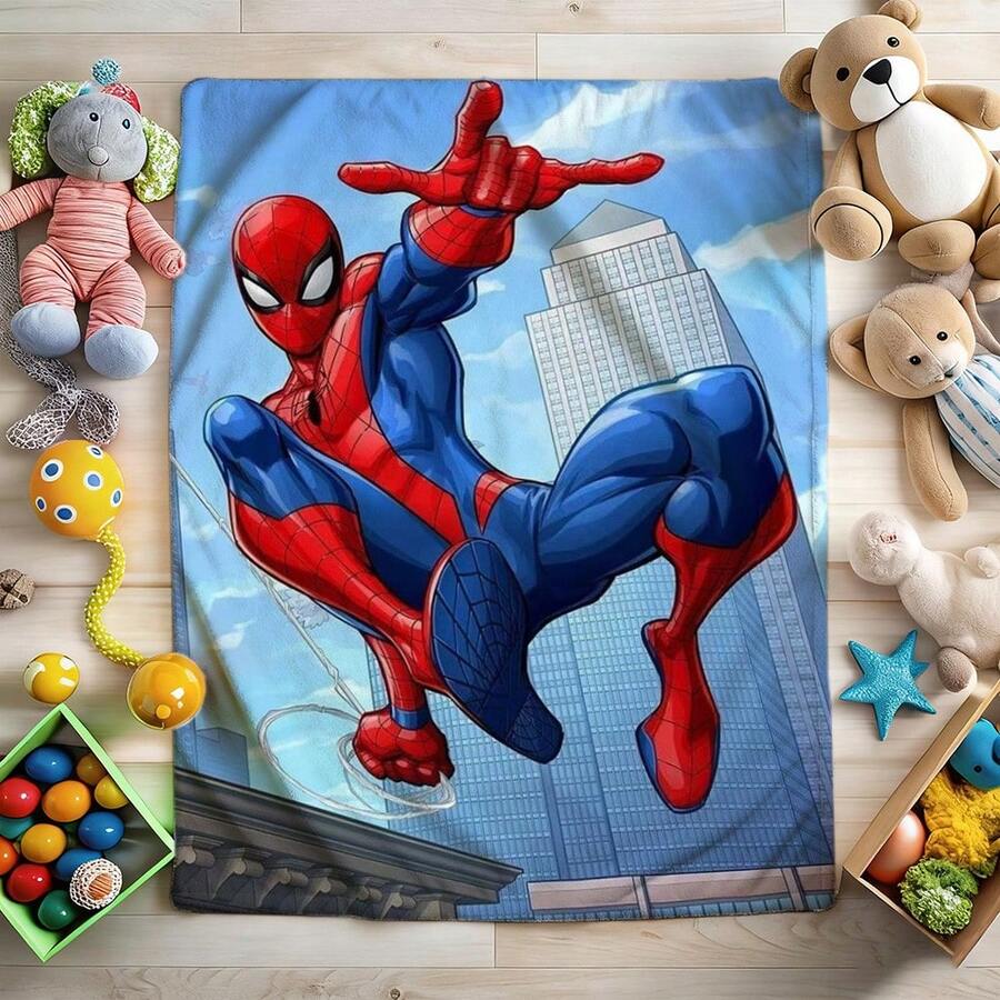 1pc Retro Cartoon Style Throw Blanket,Superhero Movie Print Blanket,Cartoon Character Printed Blanket,All-Season Universal Nap Blanket,Character Home Decor Blanket,Modern Fashion Gift Suitable For Home Bedroom Bed Sofa Office Lunch Break Cover Picnic Blanket - Nhiều màu - Xem 1