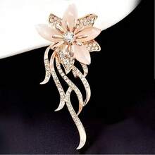 Fashionable Crystal Cat Eye Orchid Brooch, Multifunctional Clothing Accessory, Scarf Pin, Brooch - Rose Gold - View 3