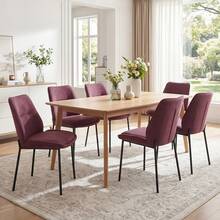 Chairus Modern Dining Chairs Set Of 2 Upholstered Kitchen Chairs In Chenille With Metal Legs For Dining Room/Kitchen/Bedroom - Burgundy - View 3