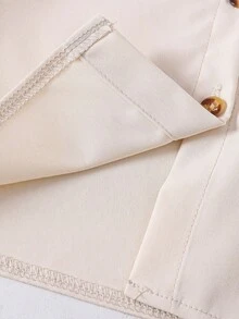 男童休閒百搭純色短袖領口白色襯衫，紳士風，適合日常穿著、正式場合、學校派對與表演活動 - 杏色 - 查看 7