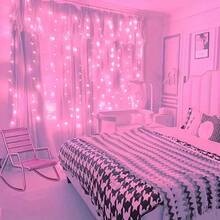 1 pieza Cortina de ventana con luces LED de cuerda con 8 modos de iluminación, luces colgantes de interior con batería para boda, fiesta de cumpleaños, dormitorio, decoración de ventana (baterías no incluidas) - Lámpara de cortina con caja de pilas AA - Ver 6