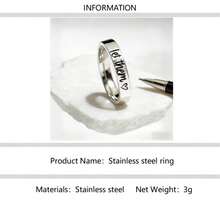 1pc Stainless Steel Minimalist "Let Them Love Me" Letter Ring, Versatile Daily Ring Suitable For Men And Women, Ideal Gift For Loved Ones, All Seasons - Silver - View 8