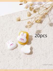 10-100個 混裝3D草莓兔子樹脂美甲飾品 可愛兔子美甲裝飾 DIY美甲 - 彩色 - 查看 18