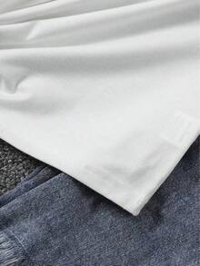 Camiseta de Mujer "MORE AMOR POR FAVOR" - Blanca, Casual, de Manga Corta y Cuello Redondo, con Corazón Rosa y Letras Naranjas, Ligera, para Verano, para Estudiantes de Español, Ropa de Primavera/Veranoblusas para mujer>ropa - Blanco - Ver 6