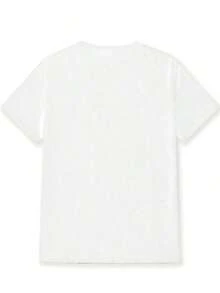 Women's White T-Shirt With Skull And Flower Print - Casual Short Sleeve Crew Neck T-Shirt, Breathable, Machine Washable For All Seasons, For Casual Outfits, Cute T-Shirts, Relaxed Fit T-Shirt, Artistic Design T-Shirt, Comfortable Material, For Women's Blouses > Clothing - 白色 - 查看 2