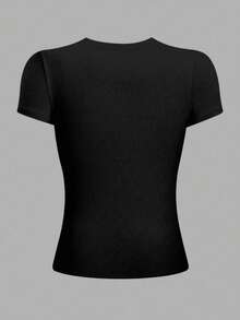 Camiseta playera gráfica dama mujer manga corta cuello redondo casual cómoda fresca ligera moderna juvenil corte regular estampado café panecito pan chisme flores flor floral letras frase mexicana VVLX - Negro - Ver 2