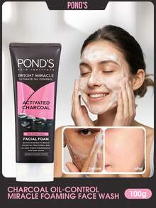 Pond's 溫和弱酸性控油泡沫洗面乳，微氣泡濃密泡沫含菸鹼醯胺，溫和控油、清潔毛孔、維持油水平衡、提亮肌膚，適合敏感肌，清爽不緊繃 - 黑炭控油 - 查看 12