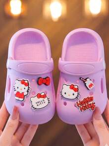 Hello Kitty Dép trẻ em, dép xăng đan hoạt hình mùa hè cho bé gái, giày làm vườn. - Màu tím - Xem 3