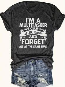 Women's Casual Top. Round Neck T-Shirt With Letter Print, Short Sleeve Casual Top For Spring And Summer, Women's Clothing. A Must-Have For Everyday Casual Wear. - 白色 - 查看 5