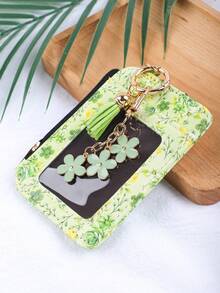 1pc Countryside Floral Card Holder & Keychain, Macaron Color Ditsy Floral Card Case With Flower Pendant And Tassel Design, Convenient Storage For Cards, Fashion Accessory For Women - Multicolor - View 8