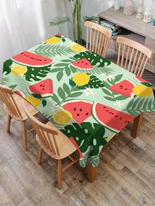 1pc Summer Watermelon Print Tablecloth, Modern Polyester Rectangular/Round Waterproof Tablecloth, Digital Printing Suitable For Living Room, Outdoor Dining Table, Small Round Table - Multicolor - View 12